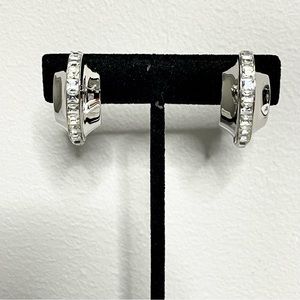 Dior Silver-Tone Crystal Hoop Clip Earrings